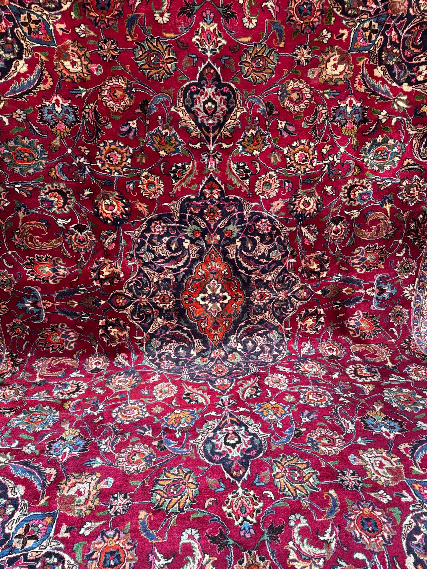 Handmade Persian Mashad Rug 390 x 295 cm | 12.8 x 9.68 ft