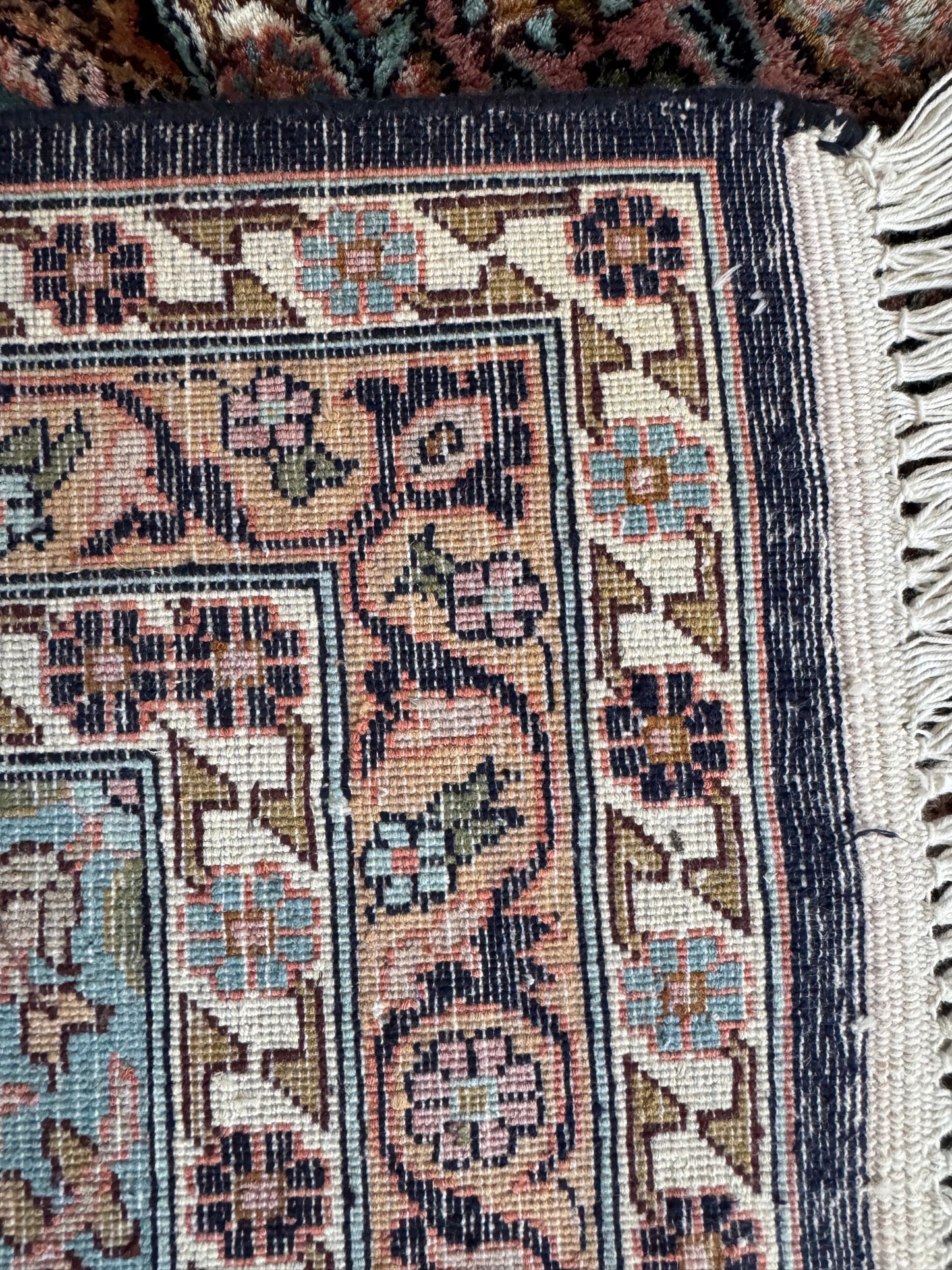 📌 RESERVED Handmade Indo Kashmir Silk Rug 320 x 240cm | 10.5 x 7.87 ft