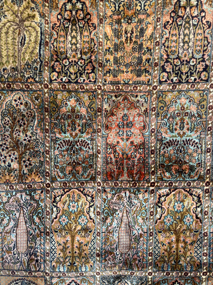 📌 RESERVED Handmade Indo Kashmir Silk Rug 320 x 240cm | 10.5 x 7.87 ft