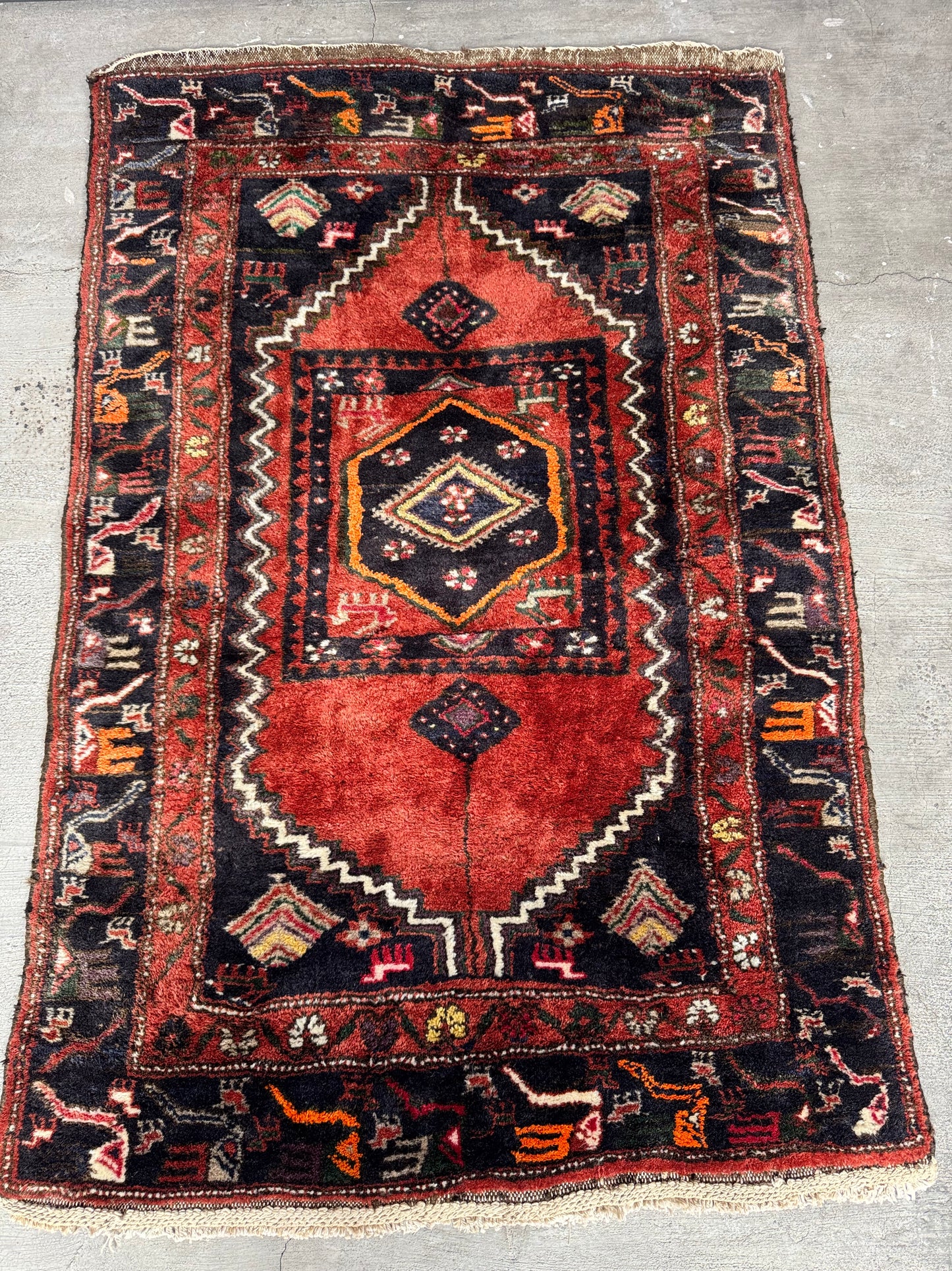 Handmade Persian Hamadan Rug 150 x 95 cm | 4.92 x 3.12 ft