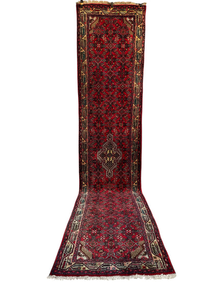 Handmade Persian Hamadan Runner 330 x 78 cm | 10.83 x 2.56 ft