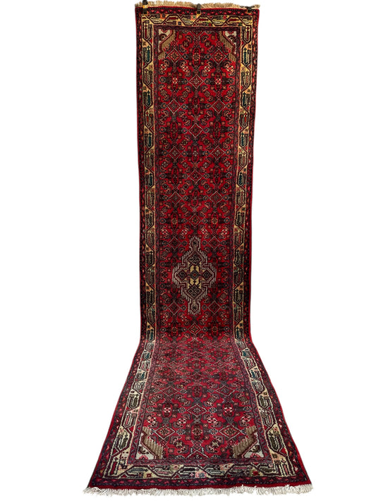 Handmade Persian Hamadan Runner 330 x 78 cm | 10.83 x 2.56 ft