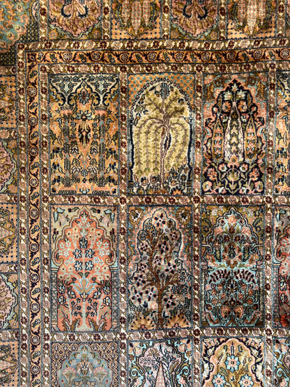 📌 RESERVED Handmade Indo Kashmir Silk Rug 320 x 240cm | 10.5 x 7.87 ft