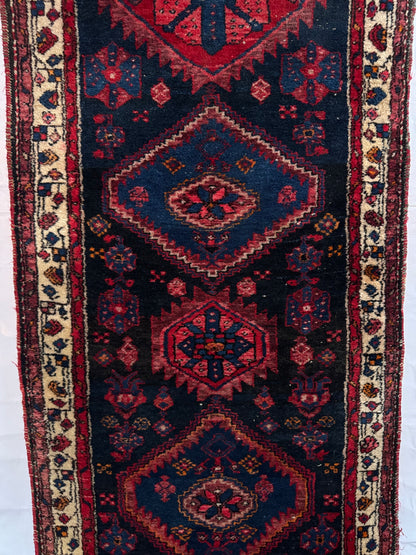Handmade Persian Hamadan Runner 275 x 100 cm | 9.0 x 3.3 ft