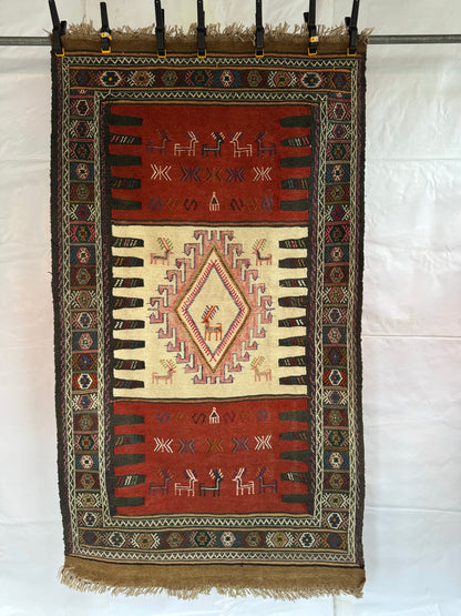 Handmade Anatolian Kilim Rug 187 x 107 cm | 6.14 x 3.51 ft
