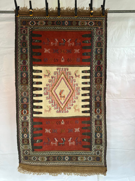 Handmade Anatolian Kilim Rug 187 x 107 cm | 6.14 x 3.51 ft