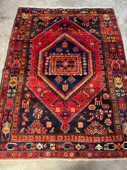 Handmade Persian Hamadan Rug 200 x 144 cm | 6.6 x 4.72 cm