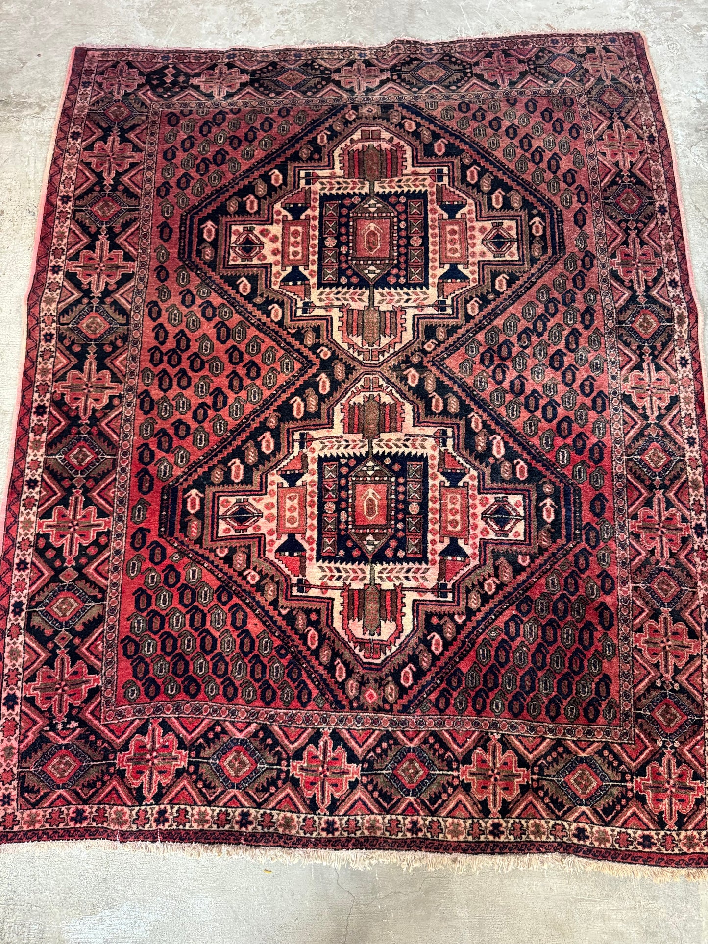 📌 RESERVED Handmade Persian Afshar Rug 194 x 156 cm | 6.4 x 5.1 ft