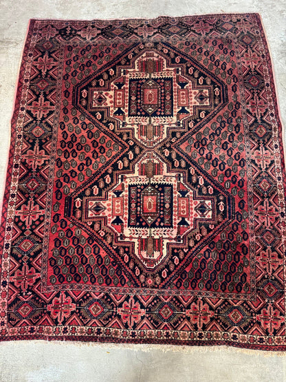 📌 RESERVED Handmade Persian Afshar Rug 194 x 156 cm | 6.4 x 5.1 ft