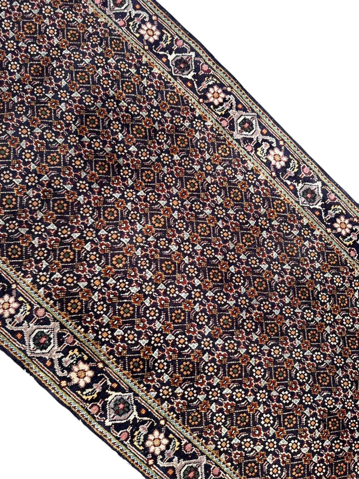 📌 RESERVED Handmade Persian Tabriz Mahi Runner 345 x 70 cm | 11.32 x 2.3 ft