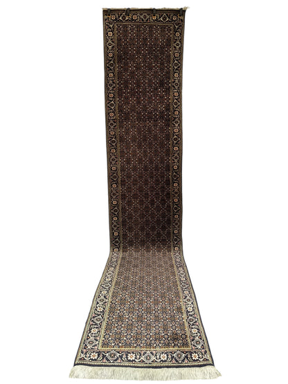 📌 RESERVED Handmade Persian Tabriz Mahi Runner 345 x 70 cm | 11.32 x 2.3 ft