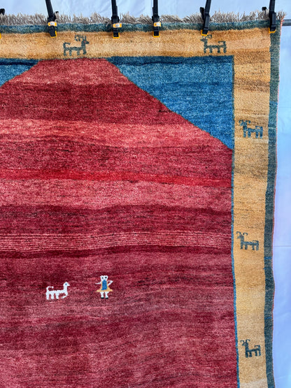 Handmade Persian Gabbeh Rug 220 x 175 cm | 7.22 x 5.74 ft