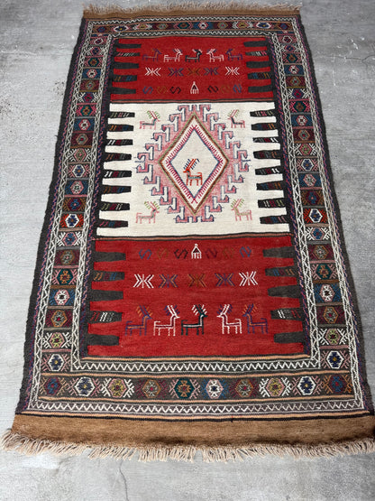 Handmade Anatolian Kilim Rug 187 x 107 cm | 6.14 x 3.51 ft