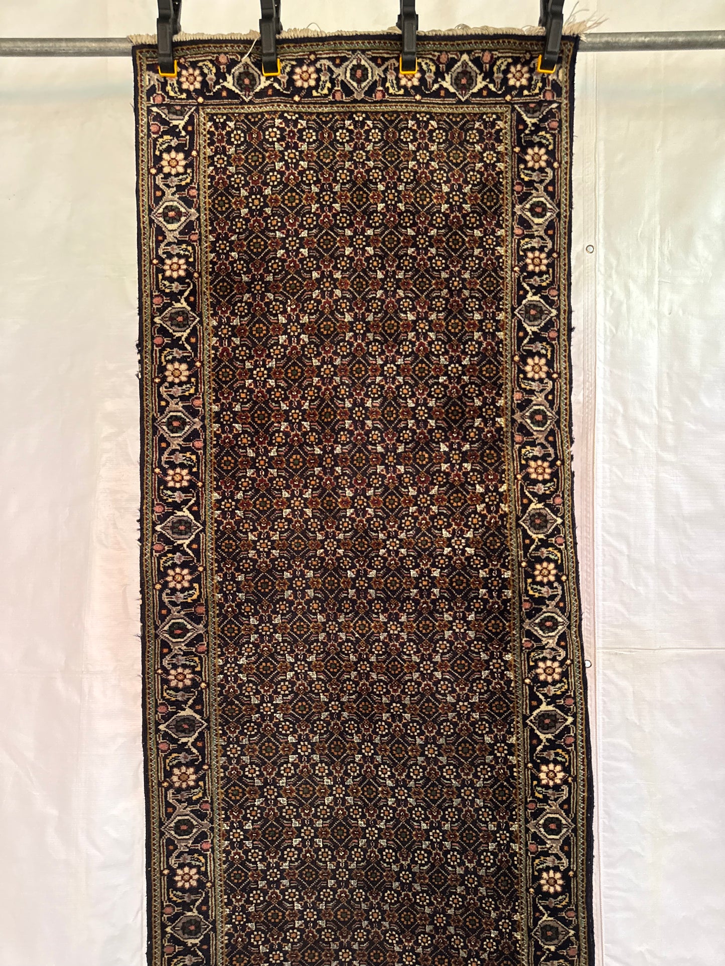 📌 RESERVED Handmade Persian Tabriz Mahi Runner 345 x 70 cm | 11.32 x 2.3 ft
