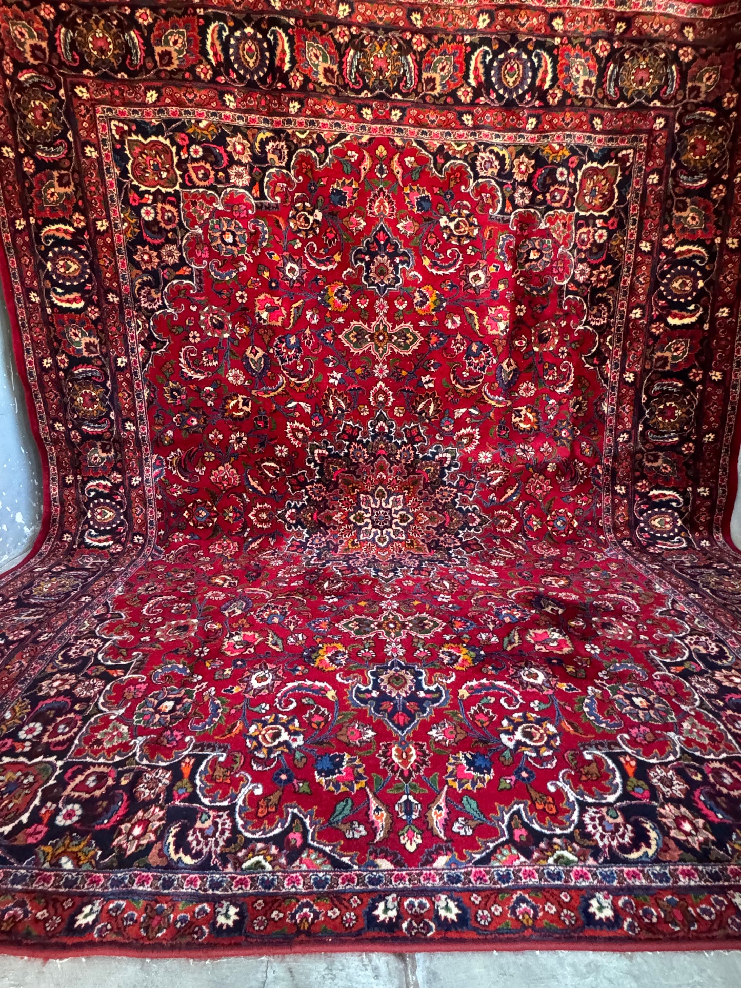 Handmade Persian Mashad Rug 364 x 307 cm | 12 x 10 ft