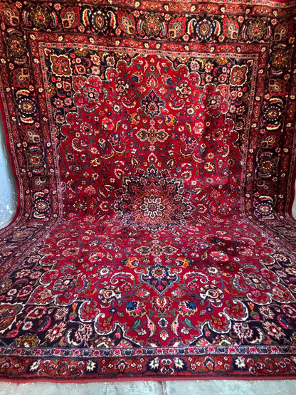 Handmade Persian Mashad Rug 364 x 307 cm | 12 x 10 ft