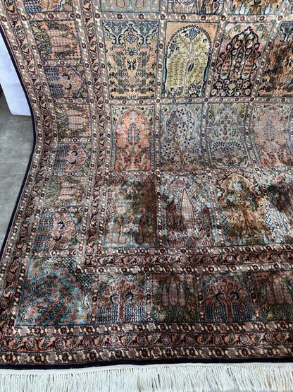 📌 RESERVED Handmade Indo Kashmir Silk Rug 320 x 240cm | 10.5 x 7.87 ft
