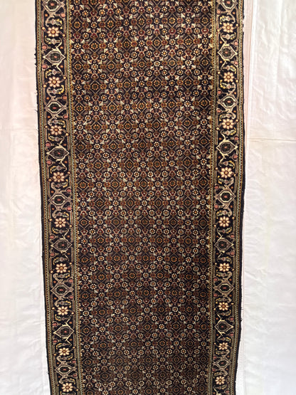 📌 RESERVED Handmade Persian Tabriz Mahi Runner 345 x 70 cm | 11.32 x 2.3 ft