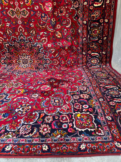 Handmade Persian Mashad Rug 364 x 307 cm | 12 x 10 ft