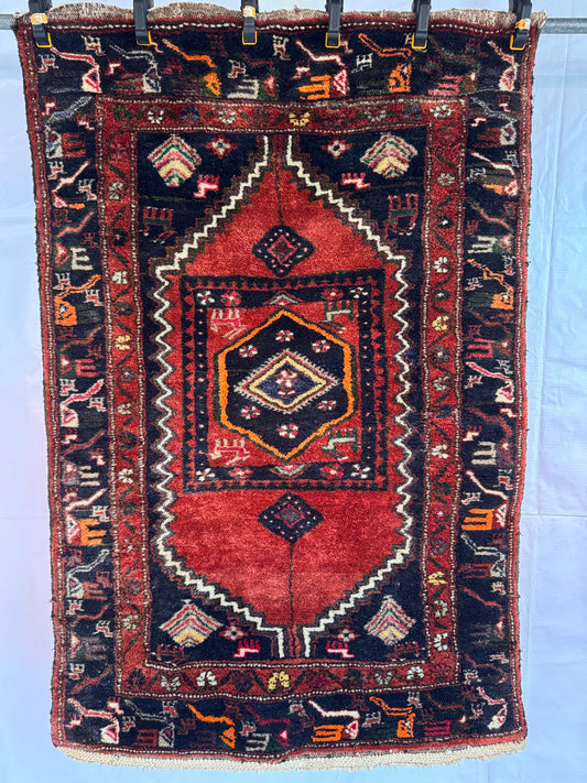 Handmade Persian Hamadan Rug 150 x 95 cm | 4.92 x 3.12 ft