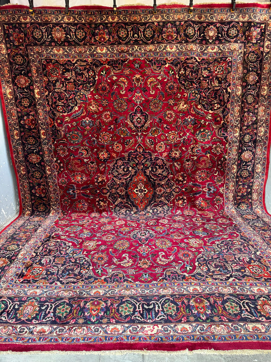 Handmade Persian Mashad Rug 390 x 295 cm | 12.8 x 9.68 ft