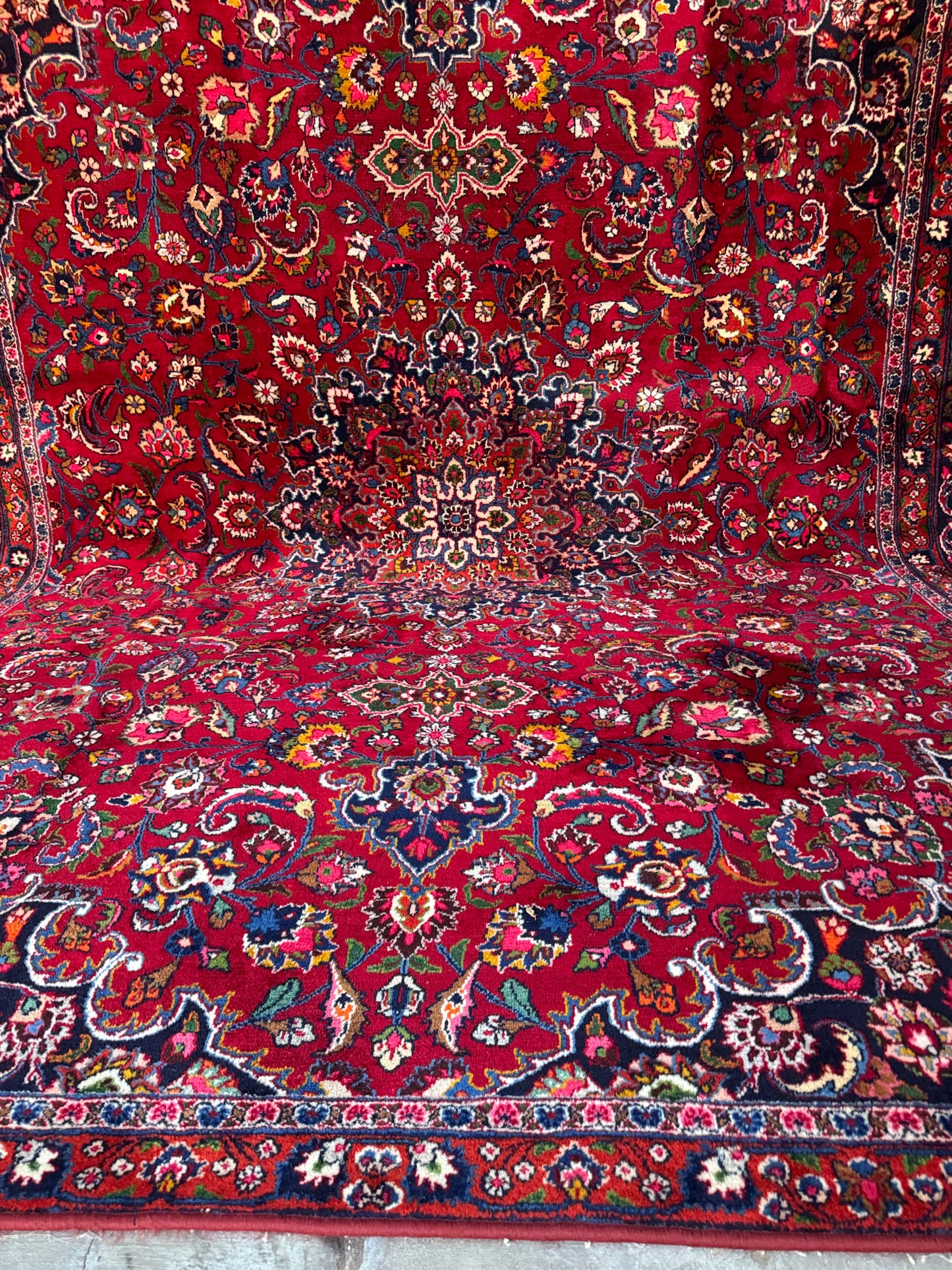 Handmade Persian Mashad Rug 364 x 307 cm | 12 x 10 ft