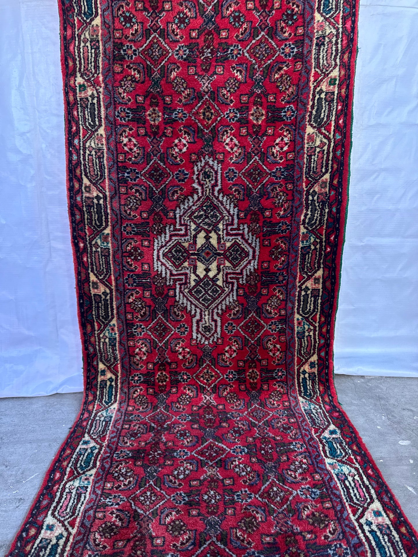 Handmade Persian Hamadan Runner 330 x 78 cm | 10.83 x 2.56 ft