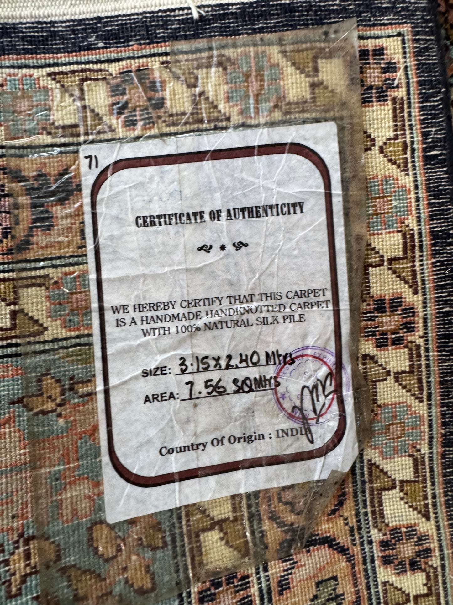 📌 RESERVED Handmade Indo Kashmir Silk Rug 320 x 240cm | 10.5 x 7.87 ft