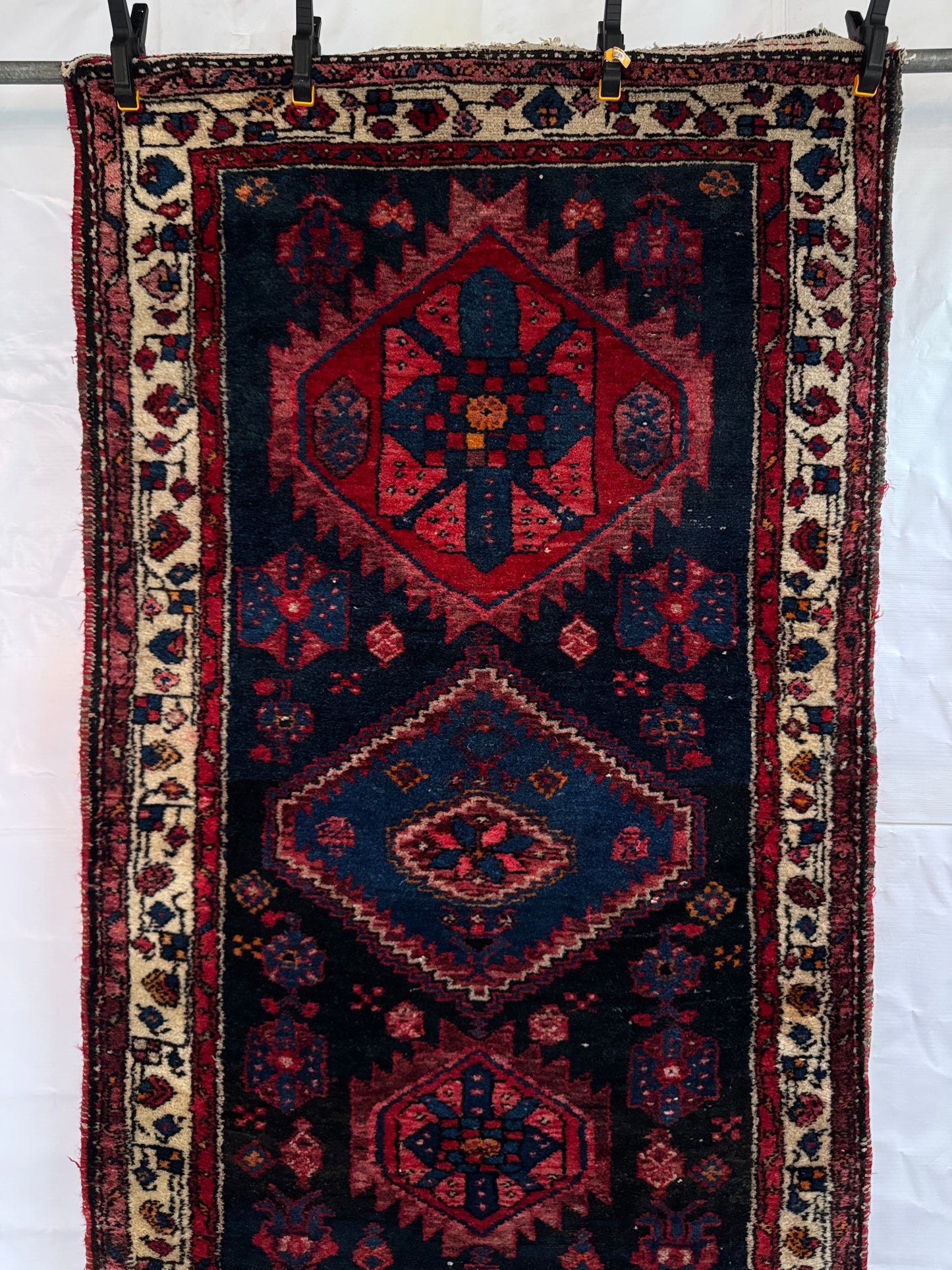 Handmade Persian Hamadan Runner 275 x 100 cm | 9.0 x 3.3 ft