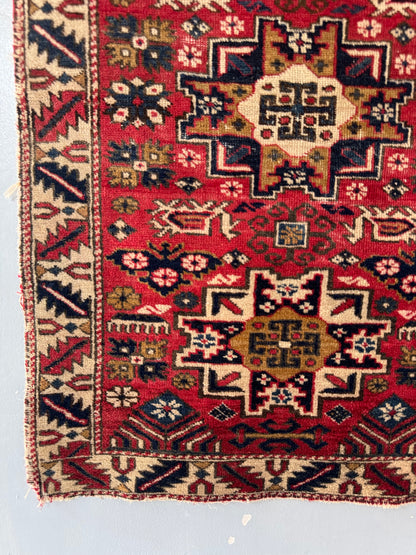 Handmade Kazak Lezgi Rug 107 x 64 cm | 3.51 x 2.1 ft