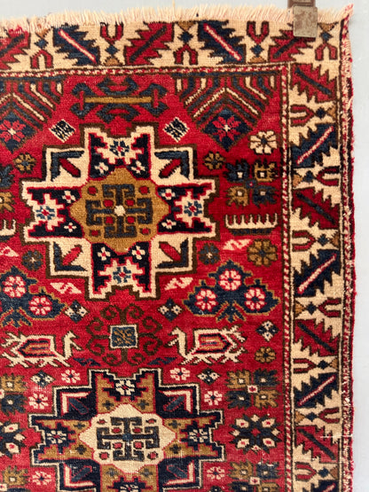 Handmade Kazak Lezgi Rug 107 x 64 cm | 3.51 x 2.1 ft