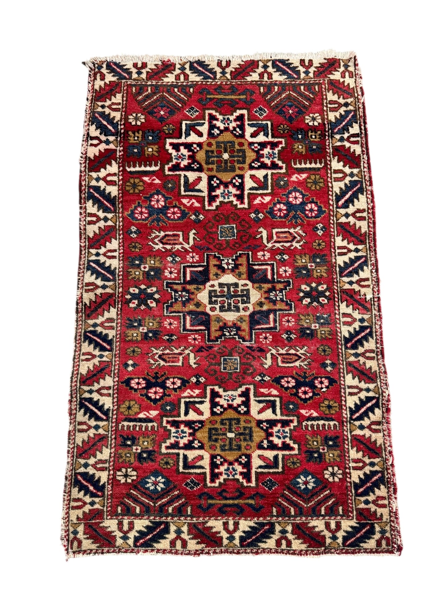 Handmade Kazak Lezgi Rug 107 x 64 cm | 3.51 x 2.1 ft