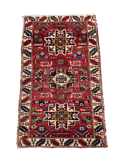 Handmade Kazak Lezgi Rug 107 x 64 cm | 3.51 x 2.1 ft