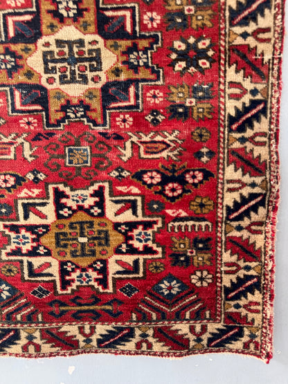 Handmade Kazak Lezgi Rug 107 x 64 cm | 3.51 x 2.1 ft