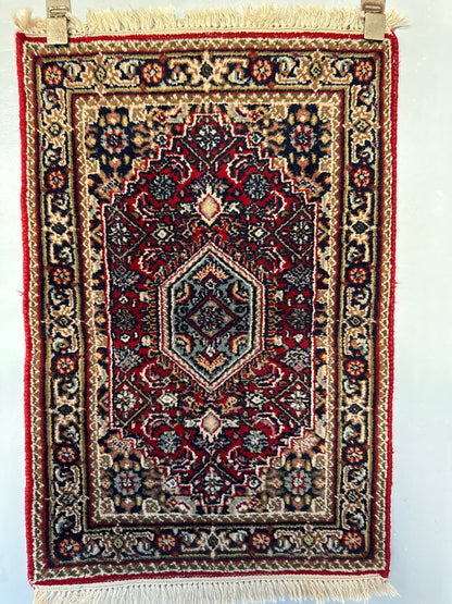 Handmade Indo Tabriz Rug 89 x 60 cm | 2.92 x 1.97 ft