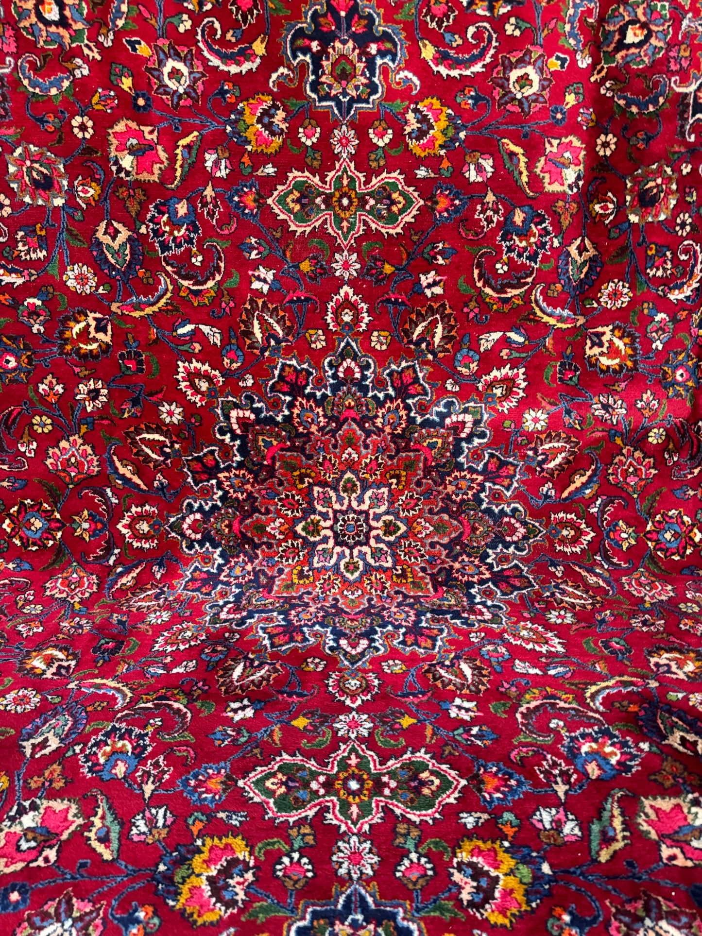 Handmade Persian Mashad Rug 364 x 307 cm | 12 x 10 ft