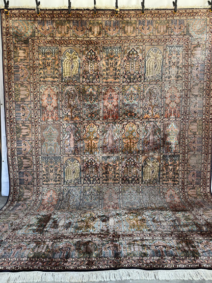 📌 RESERVED Handmade Indo Kashmir Silk Rug 320 x 240cm | 10.5 x 7.87 ft