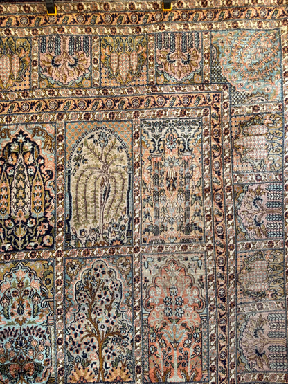 📌 RESERVED Handmade Indo Kashmir Silk Rug 320 x 240cm | 10.5 x 7.87 ft