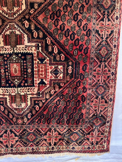 📌 RESERVED Handmade Persian Afshar Rug 194 x 156 cm | 6.4 x 5.1 ft