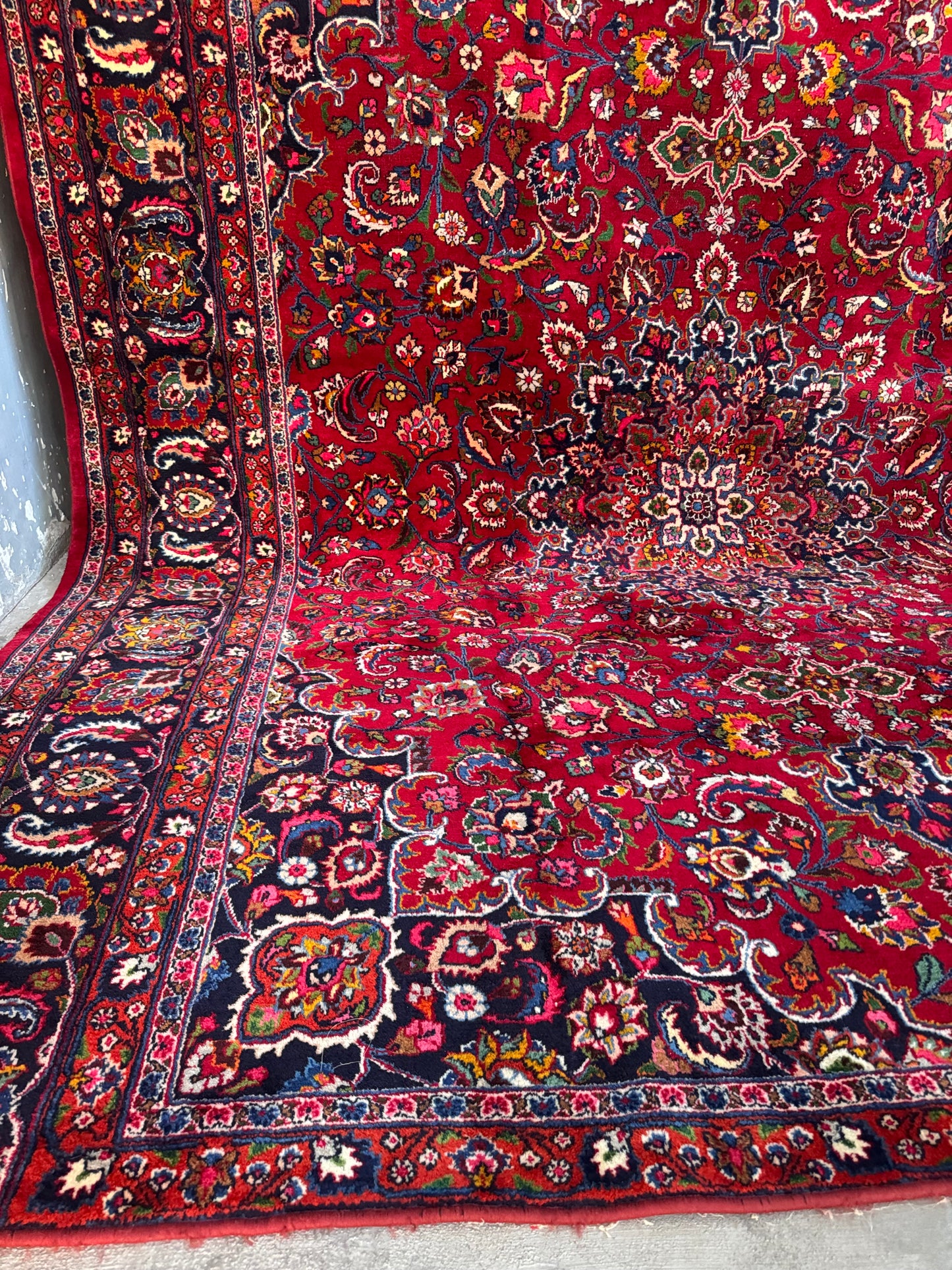 Handmade Persian Mashad Rug 364 x 307 cm | 12 x 10 ft