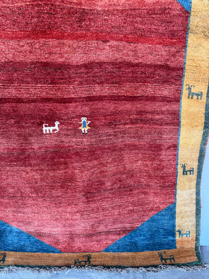 Handmade Persian Gabbeh Rug 220 x 175 cm | 7.22 x 5.74 ft