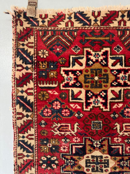 Handmade Kazak Lezgi Rug 107 x 64 cm | 3.51 x 2.1 ft