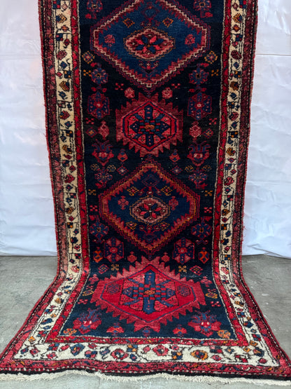Handmade Persian Hamadan Runner 275 x 100 cm | 9.0 x 3.3 ft