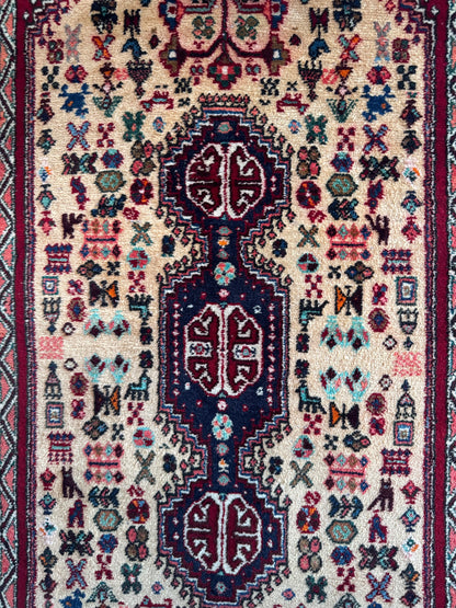 Handmade Persian Abadeh Rug 148 x 63 cm | 4.86 x 2.07 ft