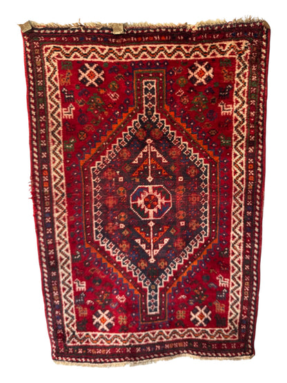 📌 RESERVED Handmade Persian Shiraz 113 x 77 cm | 3.71 x 2.53 ft