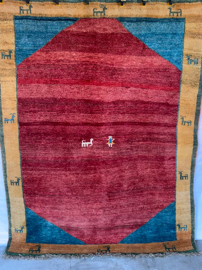 Handmade Persian Gabbeh Rug 220 x 175 cm | 7.22 x 5.74 ft