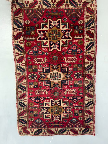 Handmade Kazak Lezgi Rug 107 x 64 cm | 3.51 x 2.1 ft